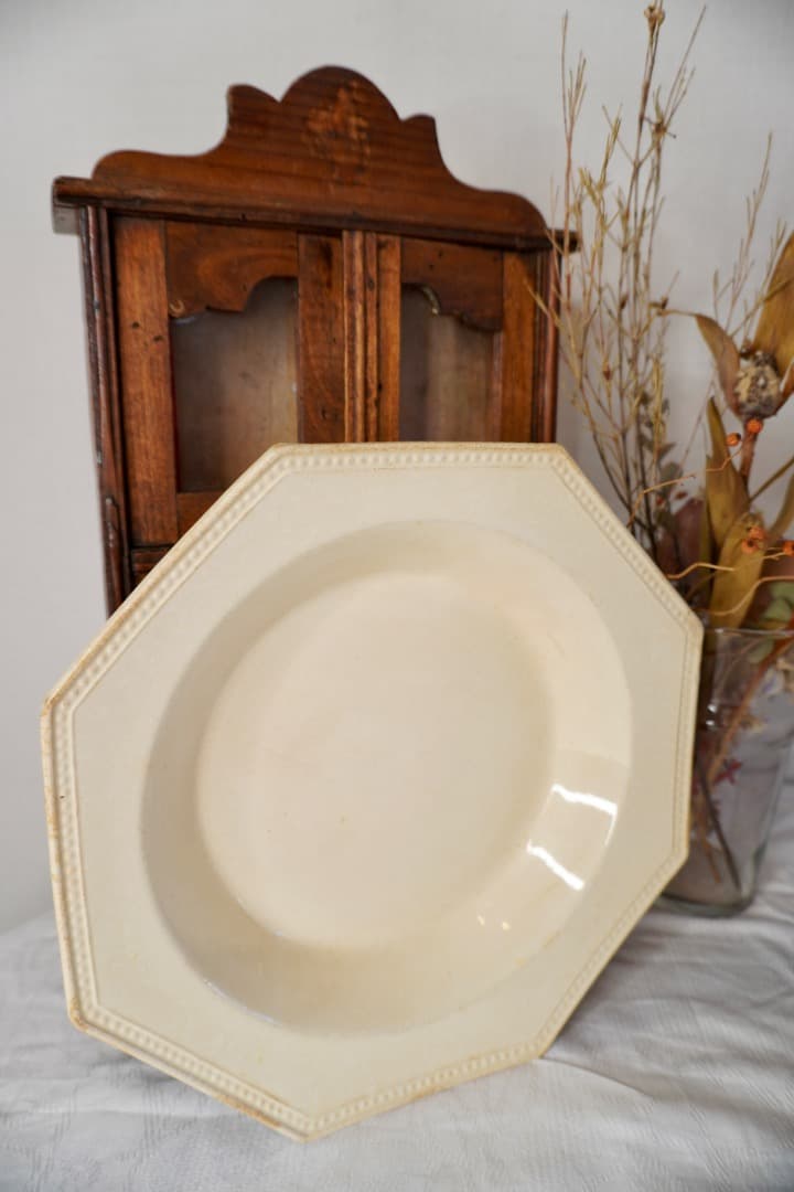 フランス アンティーク クレイユモントロー オクトゴナルプレート 陶器 深皿①