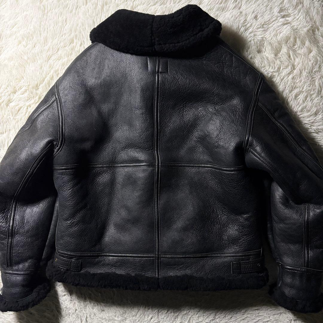 米国製■AVIREX フライトジャケット　B-3 ムートン　羊革　ボア　黒　42