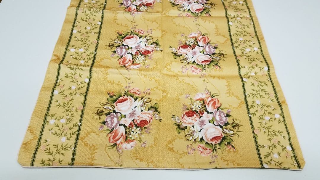 座布団カバー、13枚組セット、銘仙判、約55×59cm、イエロー系、花柄、日本製