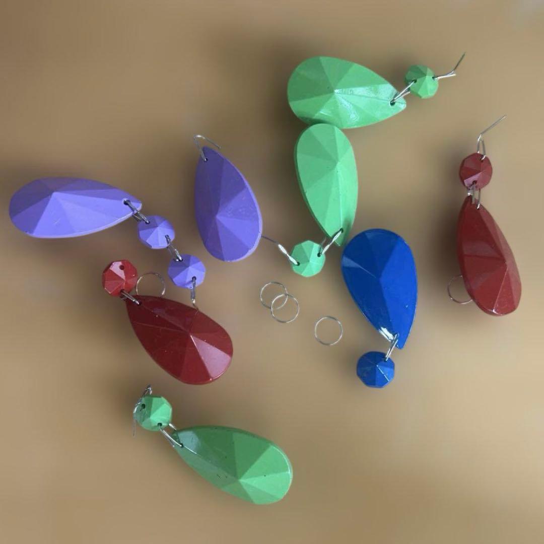 6158 【戸塚区引取り限定】ポップ調カラフルシャンデリア 9灯