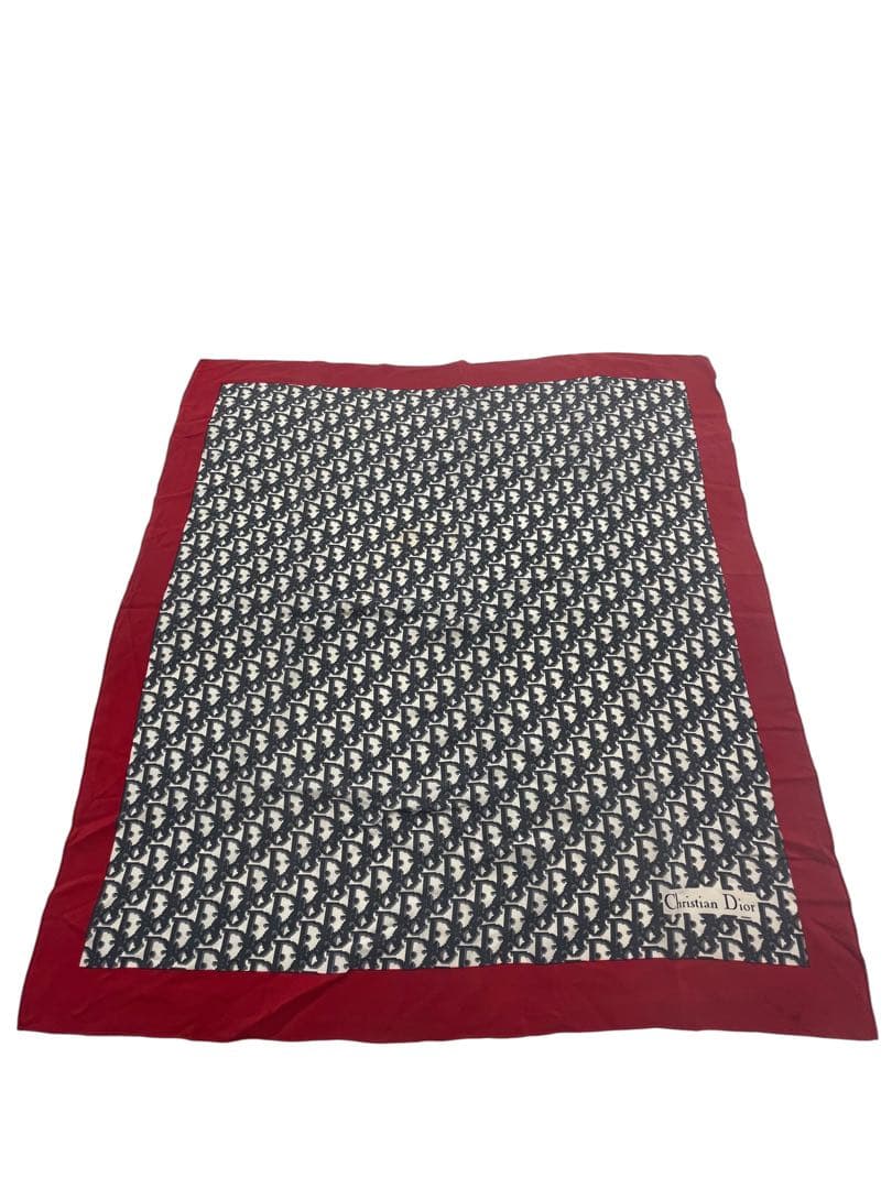 中古CDクリスチャンディオールトロッタ柄大判シルクストール赤