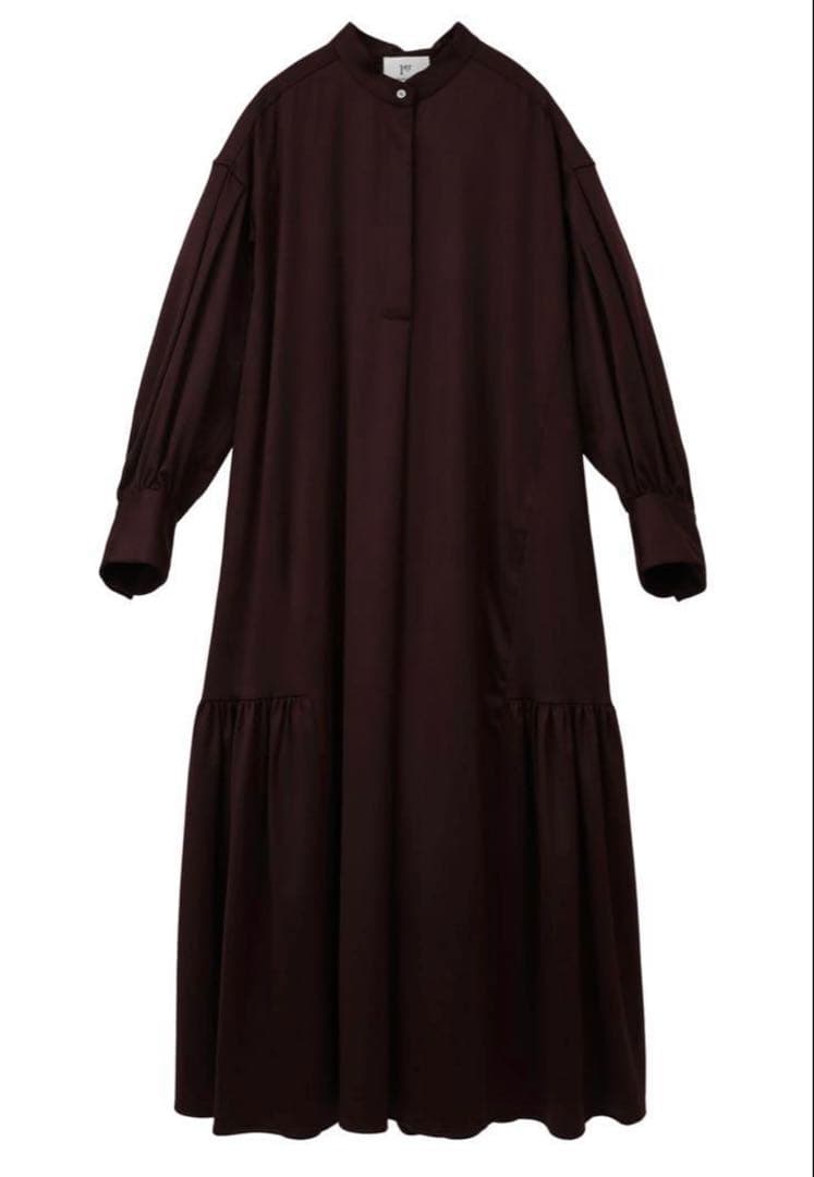 1er プルミエ アロンディスモン ウールサテンシャツワンピース 36