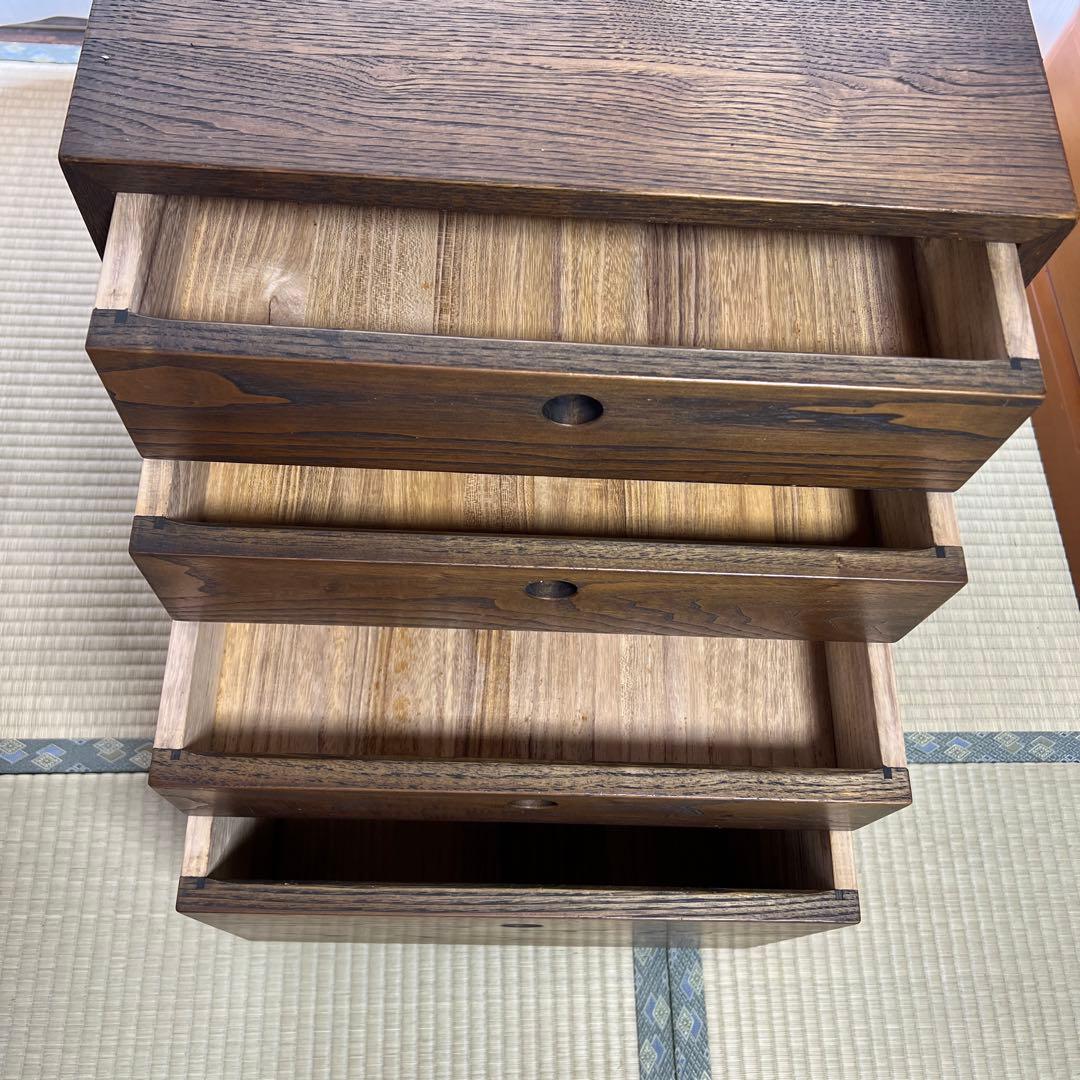 【引き取り可能】木製4段チェスト ダークブラウン