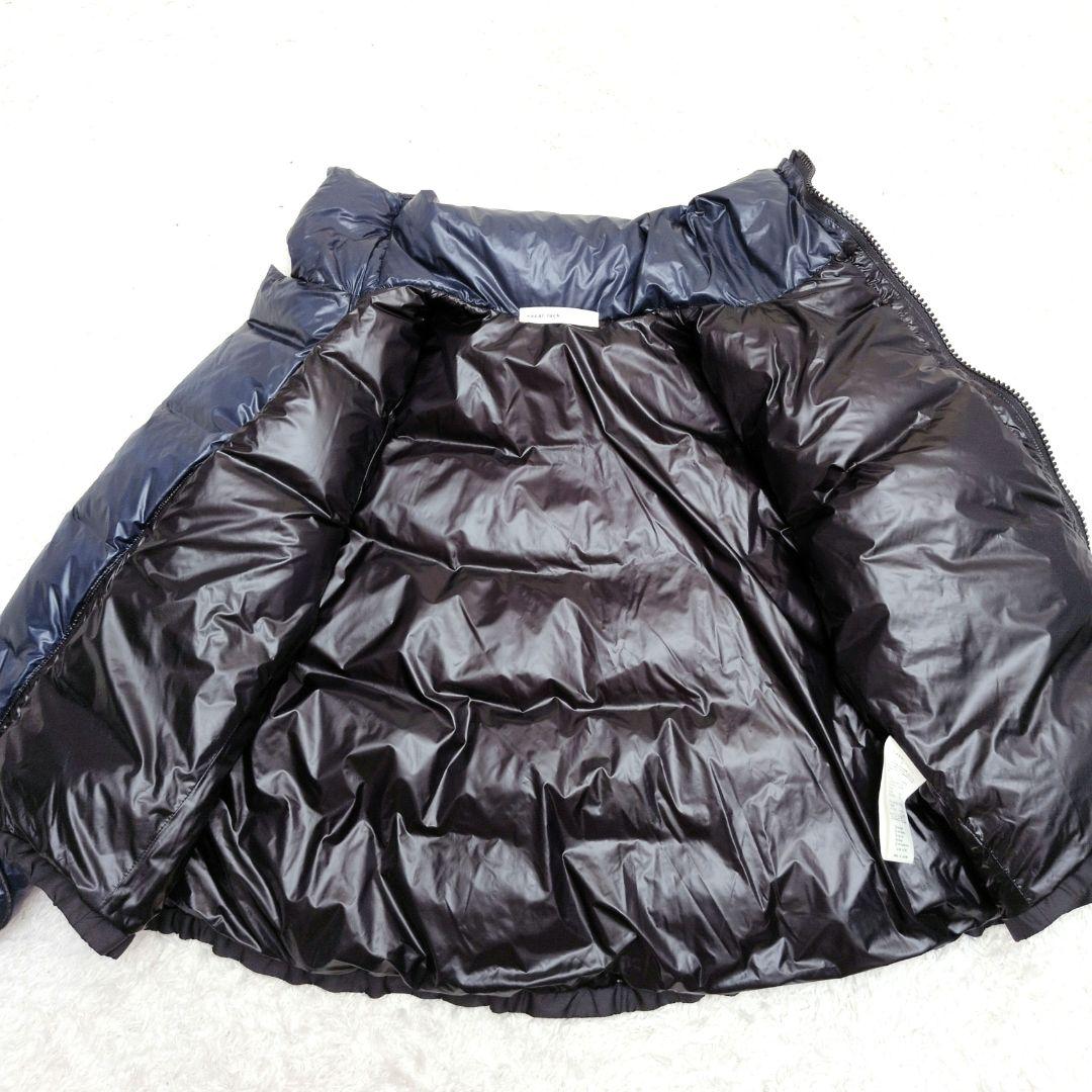 サカイラック　ダウンジャケット　クロップド　フレア　ドローコード　ハイネック　紺