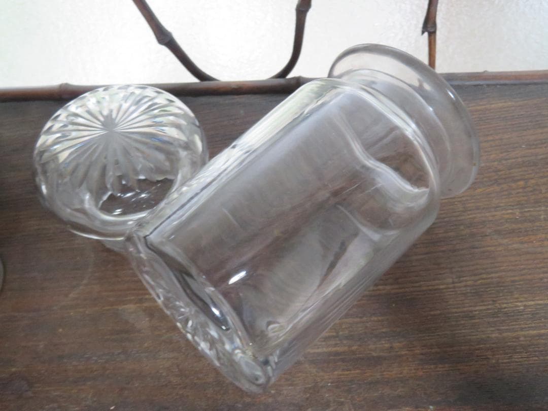 ◆375◆アンティーク ガラス瓶 キャンディーポットセット　スタンド付き