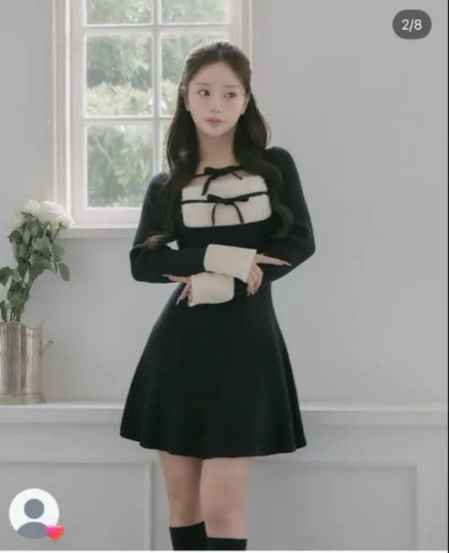 【限定値下げ】ダーリッチ リボンファーフレアニットミニワンピース