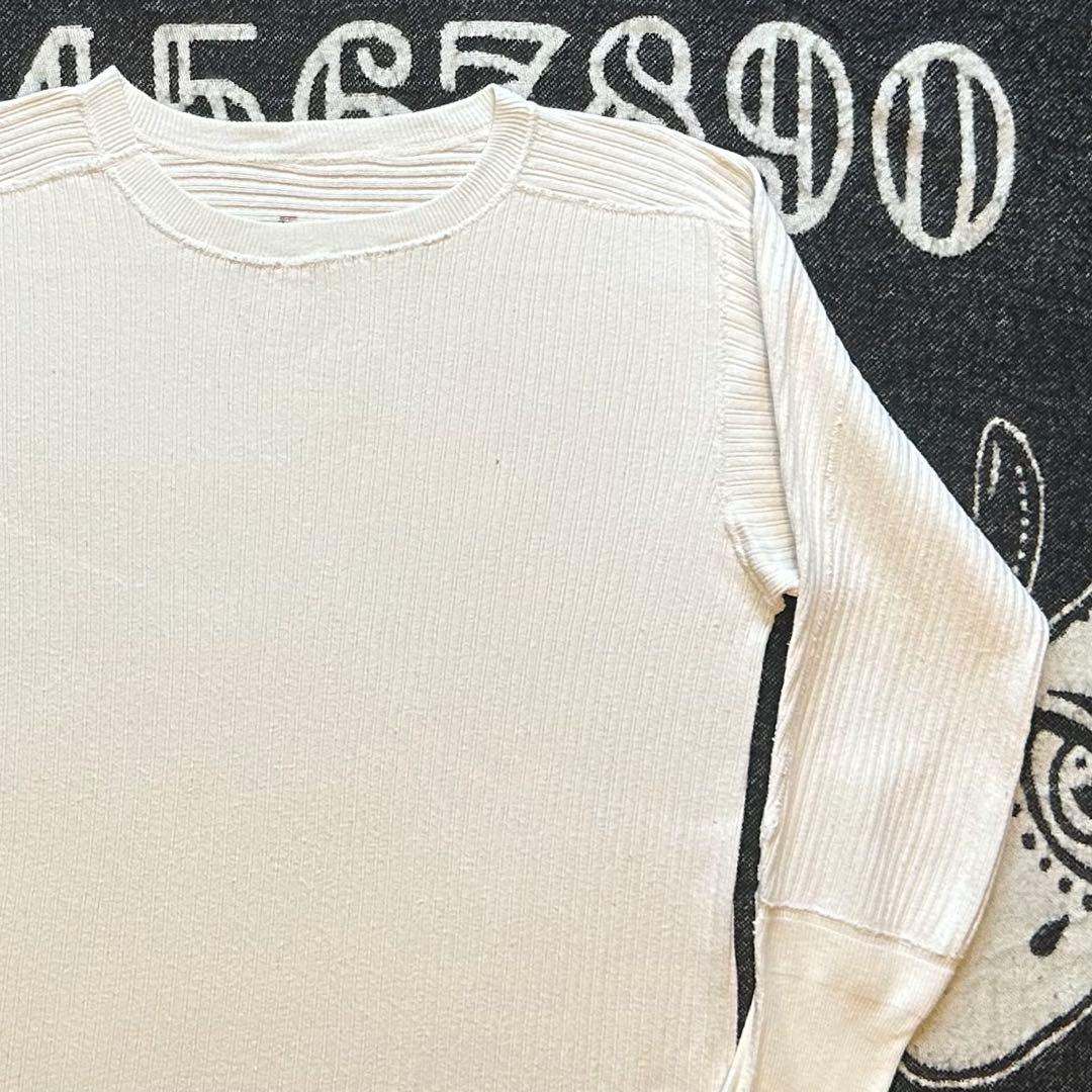 50s スウェーデン軍 ビンテージ ユーロ サーマル 長袖 白Tシャツ