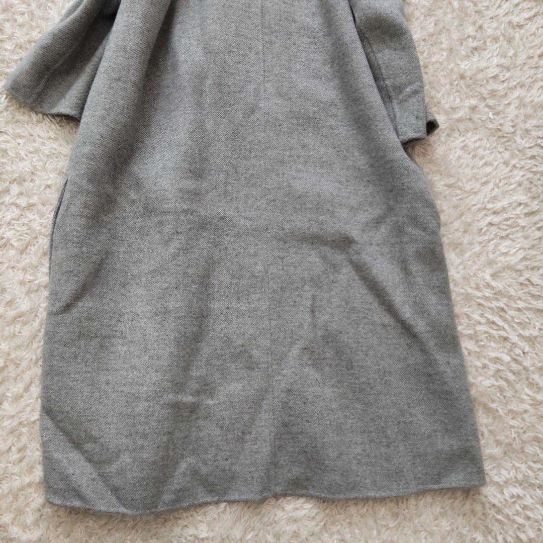 美品 21AW スタイリング シルク混 リバーウールロングダッフルコート グレー