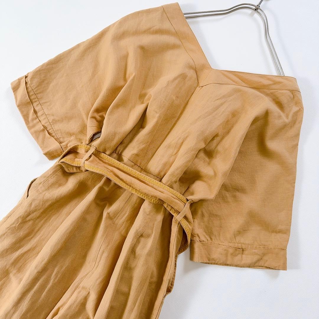 希少ꕥサラマリカ コットンリネン ビッグフラワー エンブ オールインワン