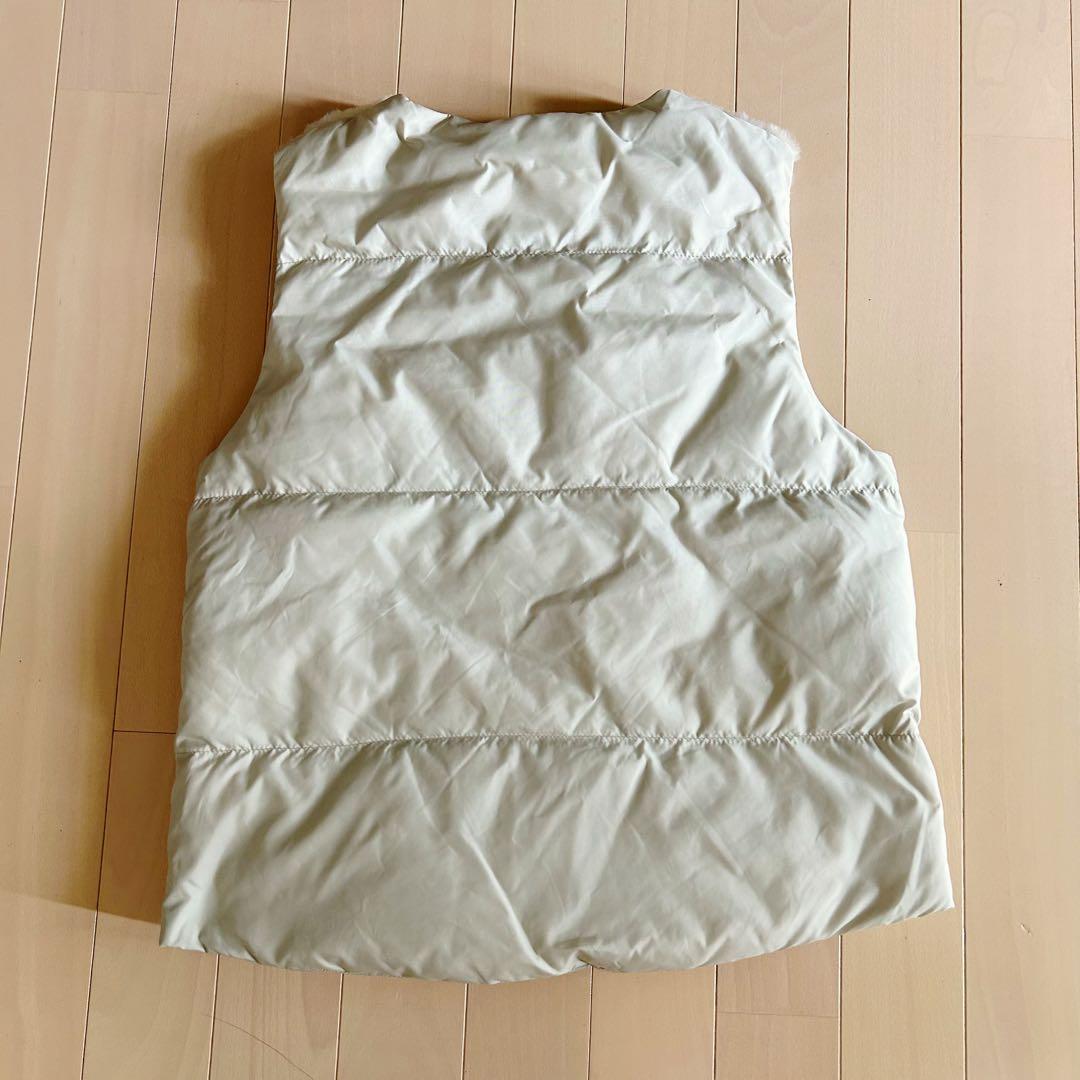 【美品】45R ムートン切替デザイン ダウンベスト アイボリー サイズ1