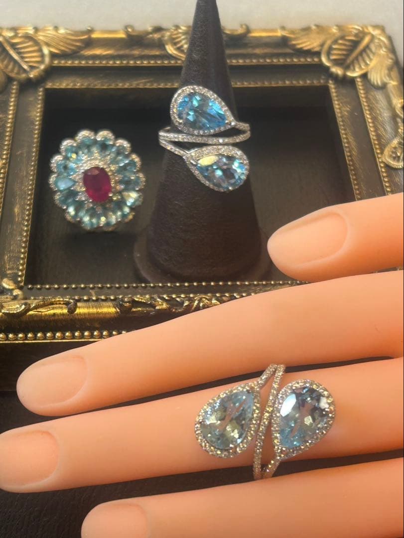 lomilomi❣️天然ルビー✖️アパタイトデザインリング10号