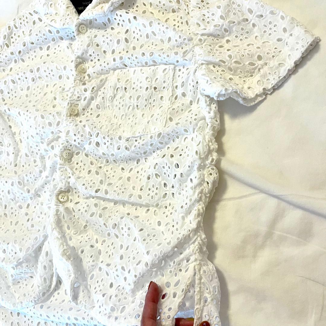 【希少】トリココムデギャルソン　レースブラウス　Sサイズ　丸襟　半袖シャツ