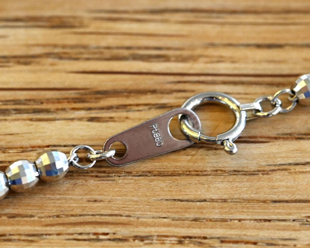 新品 Pt850ミラーカットボールチェーンブレスレット幅3.0mm長さ18cm