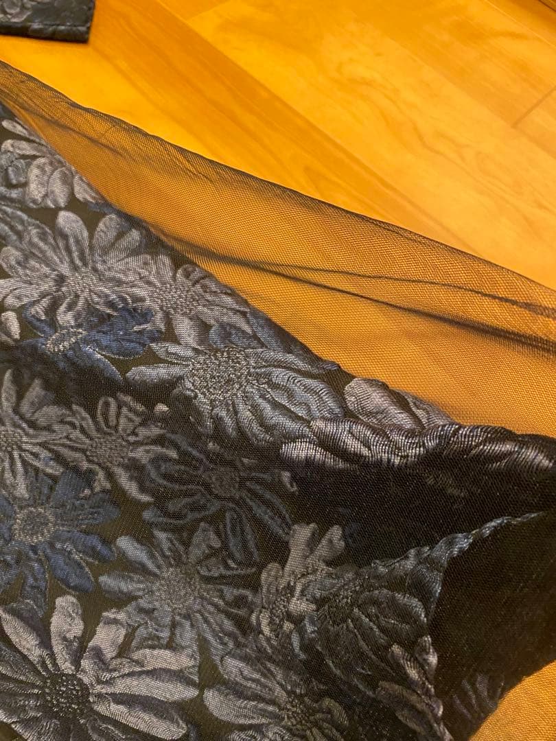 さんちゃん4298シズカコムロ 花柄ネイビー系ロングコート