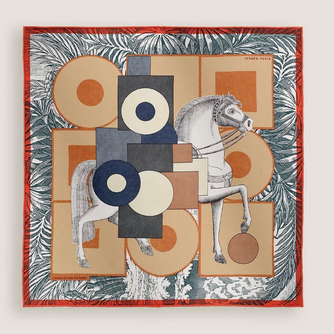 エルメス　スカーフ　ガヴロッシュ 45 カヴァリエ・アン・フォルム　馬柄