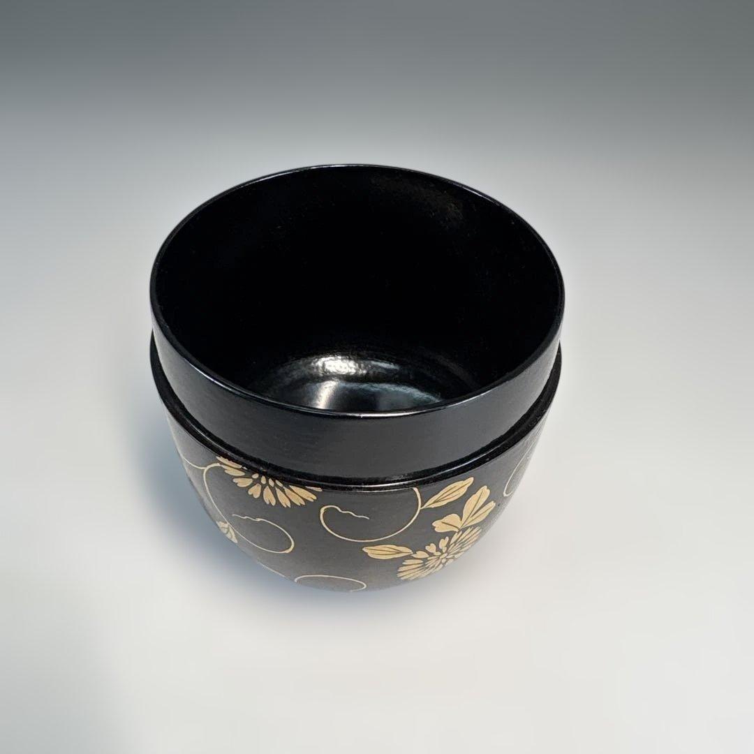 【茶道具】坂下雄峰造　淡々斎好写　菊唐草蒔絵　大棗（共箱）★送料込★