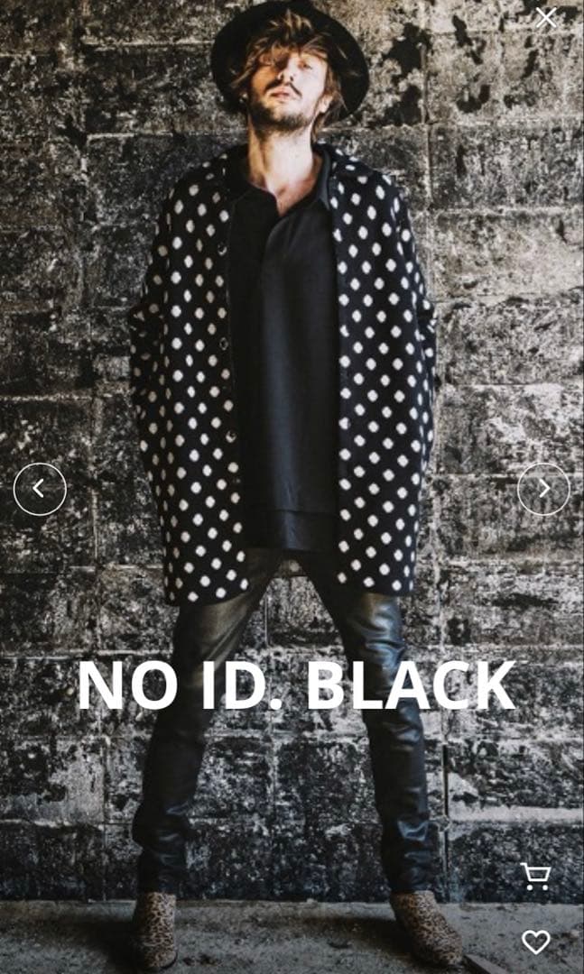 NO ID. BLACK ドット柄 ロングカーディガン コットン Size2