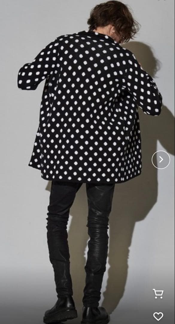 NO ID. BLACK ドット柄 ロングカーディガン コットン Size2