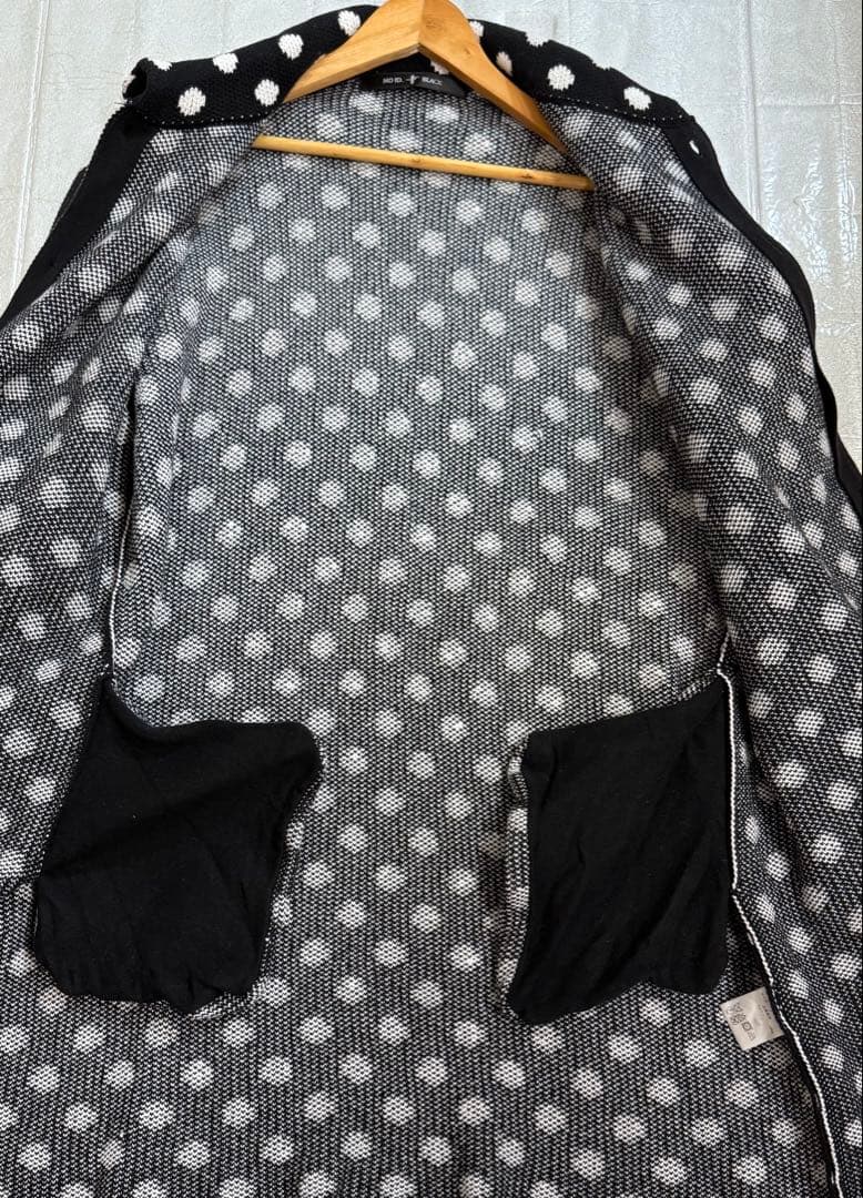 NO ID. BLACK ドット柄 ロングカーディガン コットン Size2