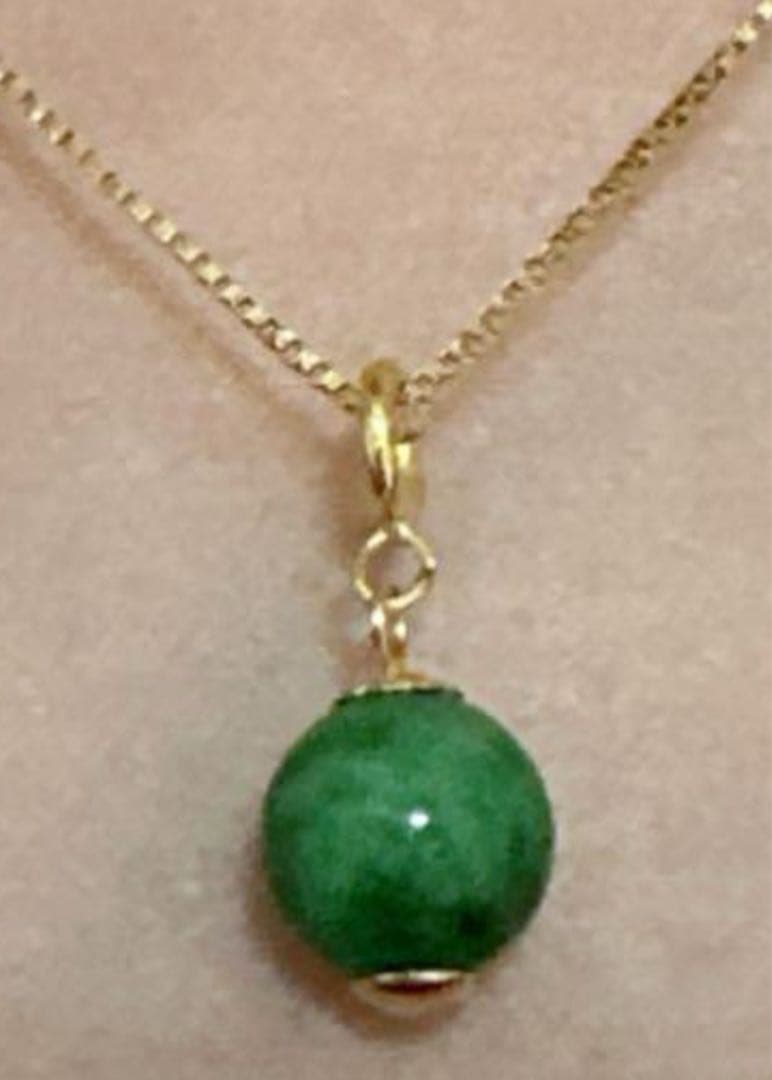 金18 Kゴールド金製、天然本翡翠(A貨)チャーム.ペンダント￼兩用