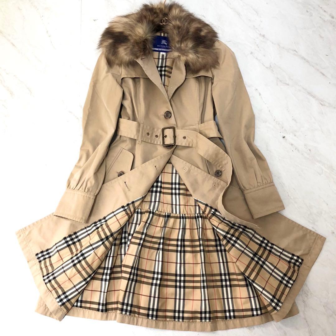 【極美品✨️BURBERRY】 ノバチェック フォックスファー トレンチコート