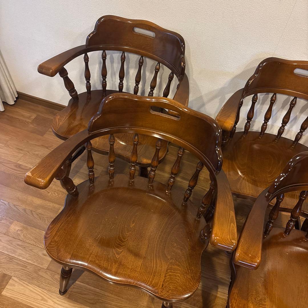 残り2脚　飛騨産業　キツツキマーク　木製アームチェア