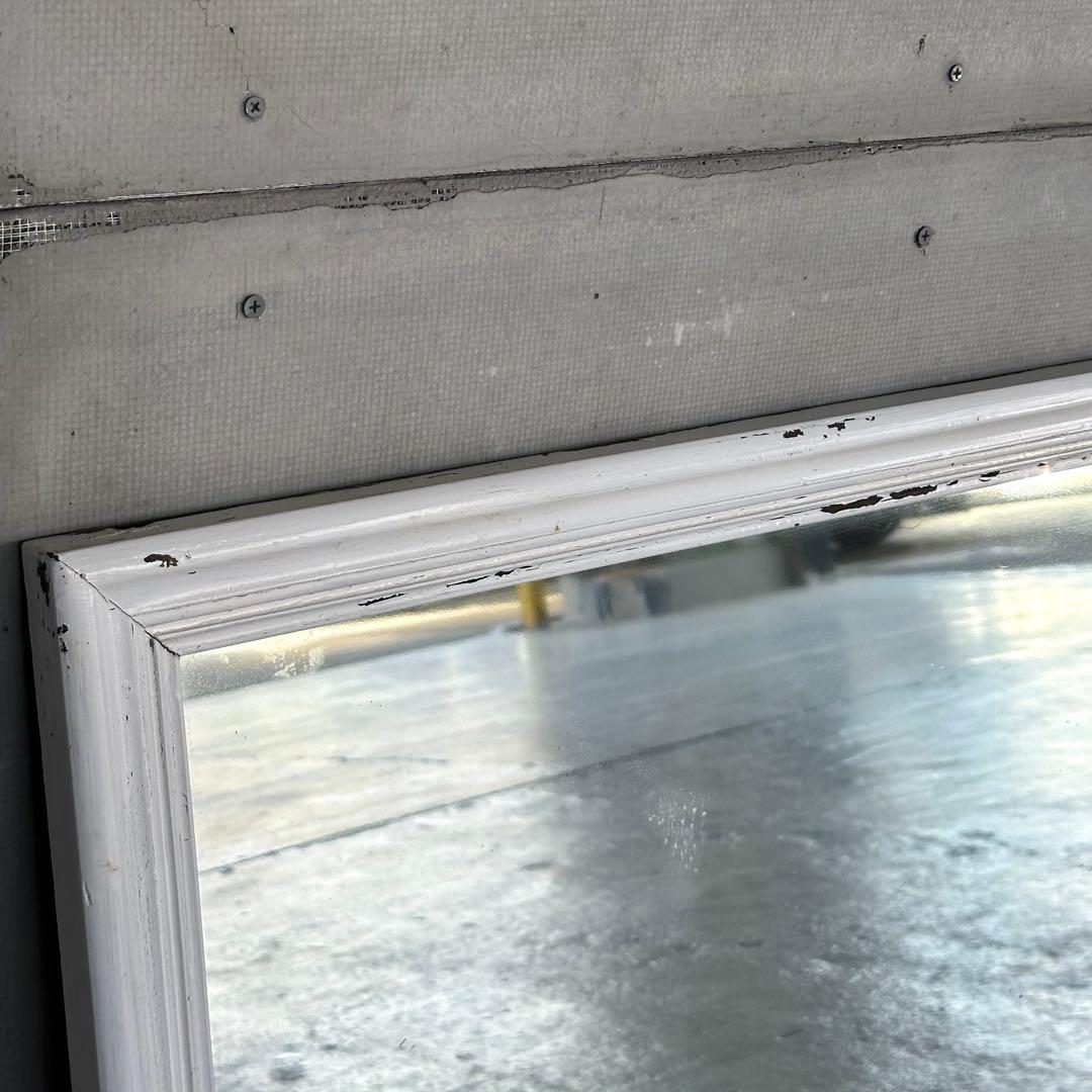 ★70s★アンティーク　 ウッドフレーム 大型 姿見ミラー 壁掛け鏡 シャビー