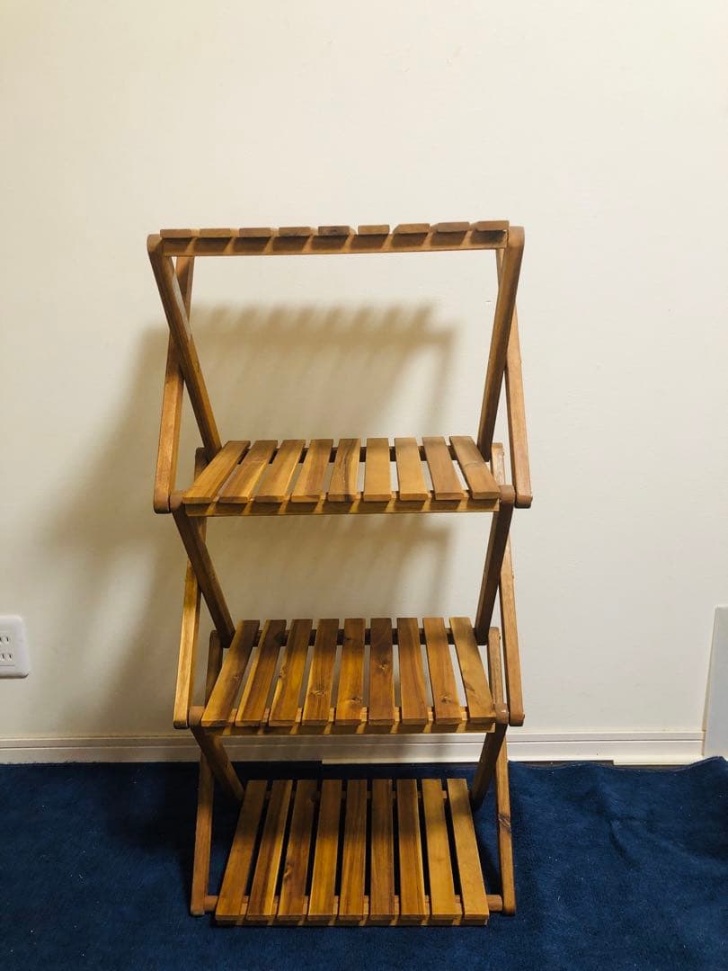 折りたたみ式木製ラック 4段 ブラウン