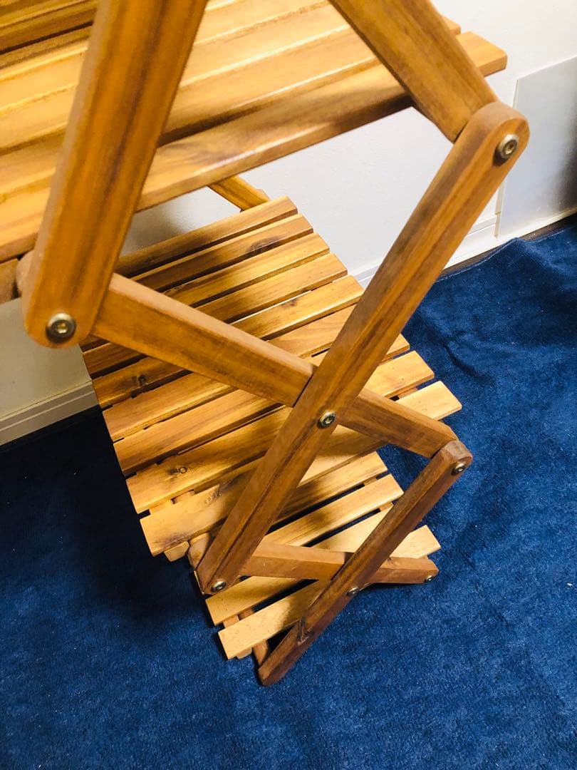 折りたたみ式木製ラック 4段 ブラウン