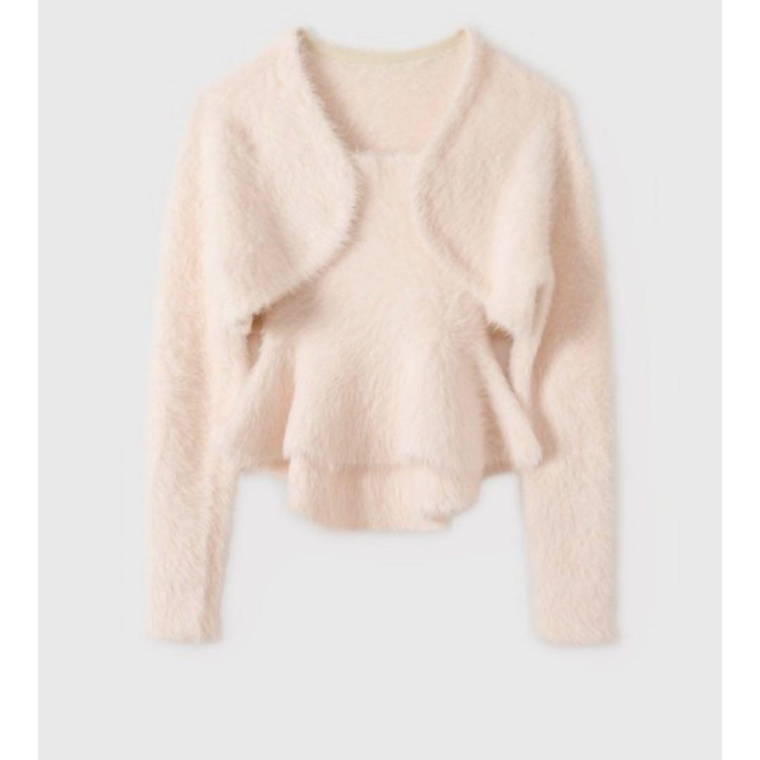 eimy istoire フェザーペプラムニットカーディガンセット