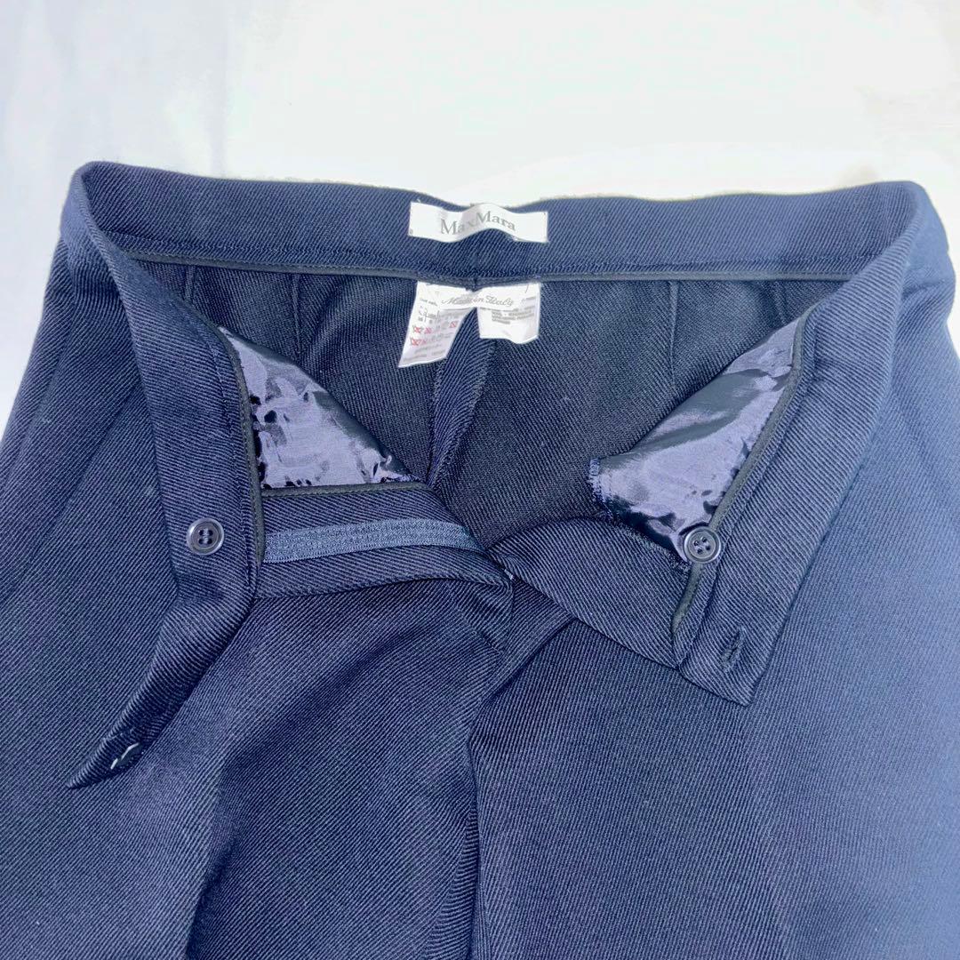 【美品】マックスマーラ ツイル生地 セットアップ 紺 L相当 ジャケット パンツ