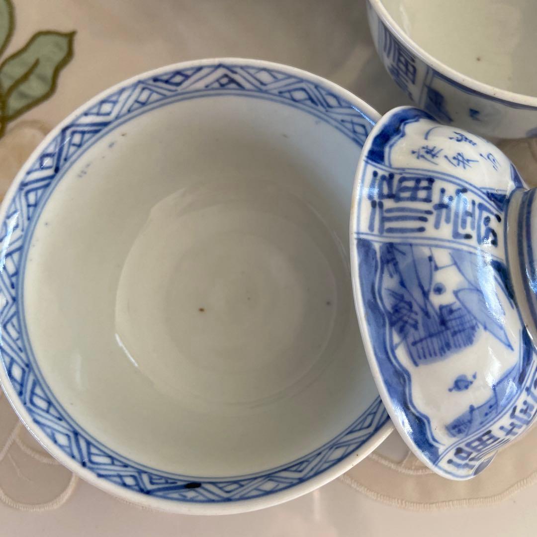 アンティーク　伊万里焼　蓋付き茶碗　5客