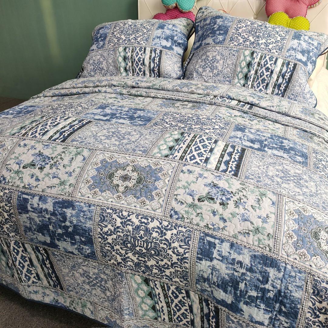 キルトベッドカバー3点セット綿マルチカバー キルティング QHC