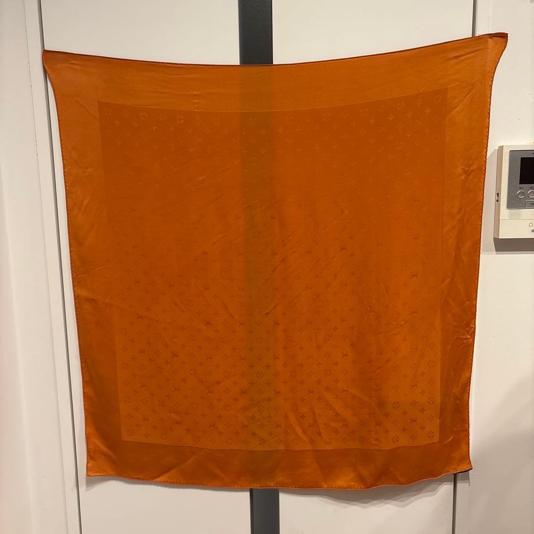 ルイ・ヴィトン シルク大判スカーフ オレンジ