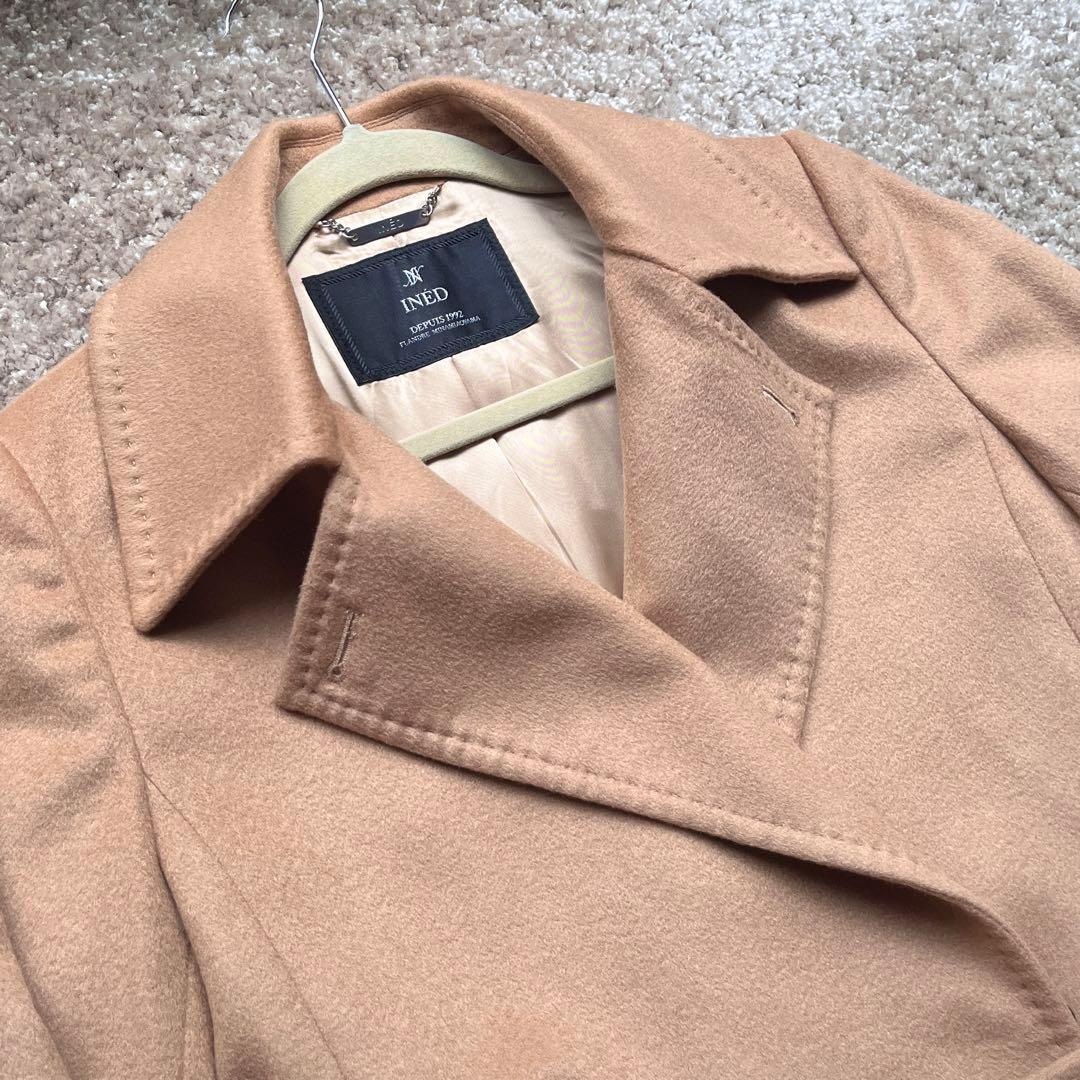 美品　高級　イネド　カシミア100% ロングコート　キャメル