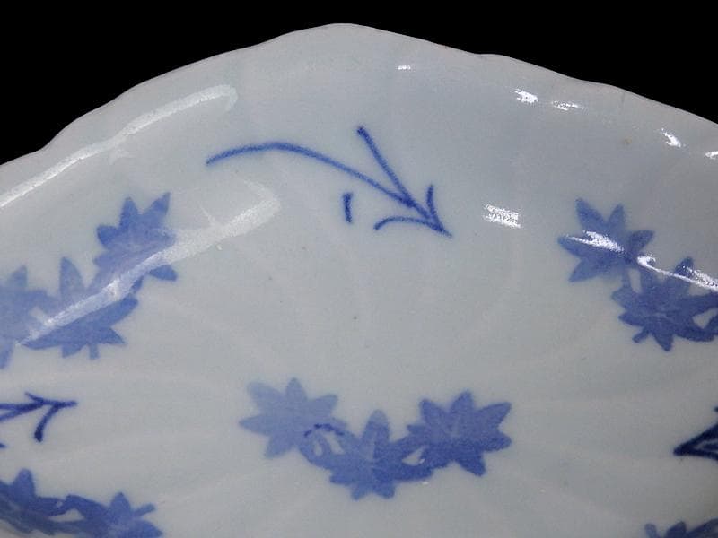 古伊万里　こんにゃく印判　紅葉の図　菱形変形小皿　江戸中期　A346AS-CWr