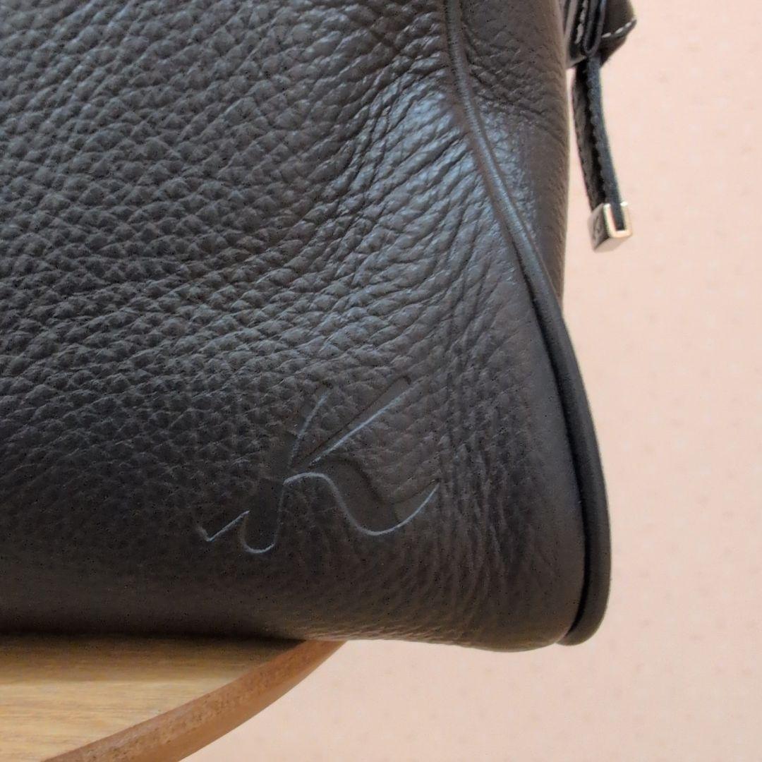 横浜元町　キタムラ　レザーボストンバッグ　ネイビー　Kitamura　本革