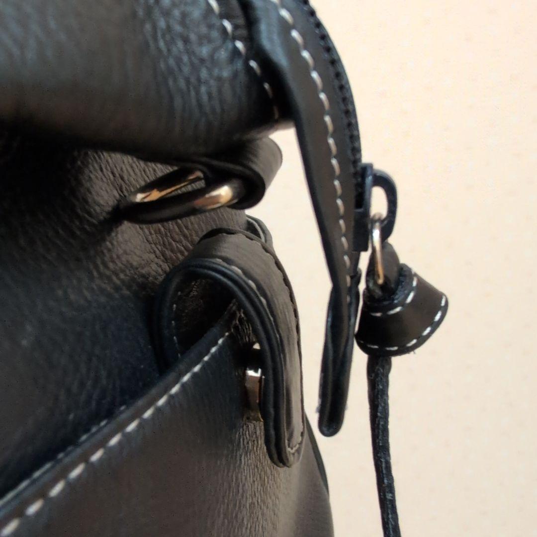 横浜元町　キタムラ　レザーボストンバッグ　ネイビー　Kitamura　本革