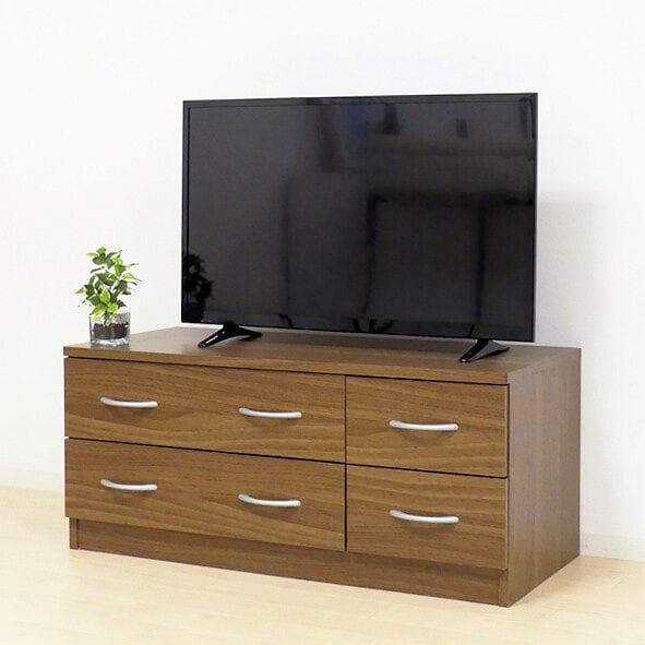 衣類収納ローチェスト（ウォルナット系）幅89.5cm 収納タンス（1175）