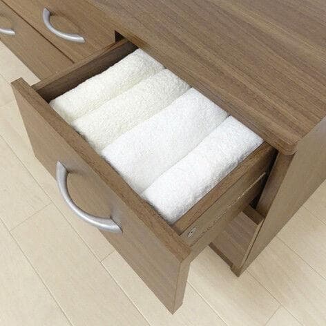 衣類収納ローチェスト（ウォルナット系）幅89.5cm 収納タンス（1175）
