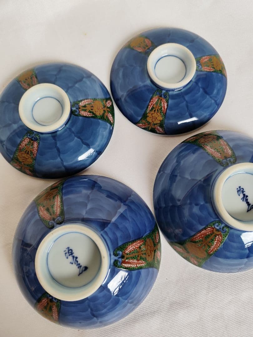 有田焼【源右衛門】染錦大樹蓋付き夫婦飯椀