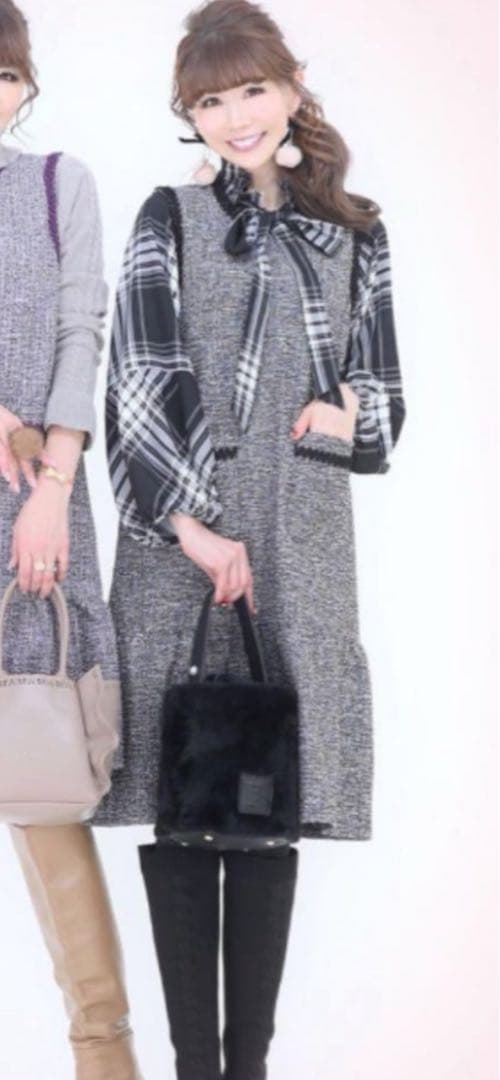 ROSE♥️アンドラブ♥️上品でエレガントなツィードジャガードワンピース3L