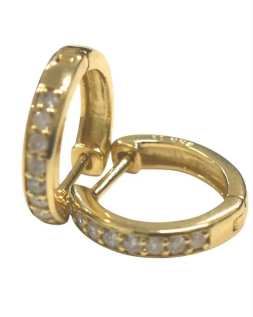 K10 10金　ダイヤモンドフープピアス