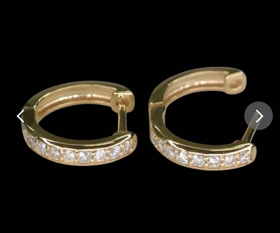 K10 10金　ダイヤモンドフープピアス