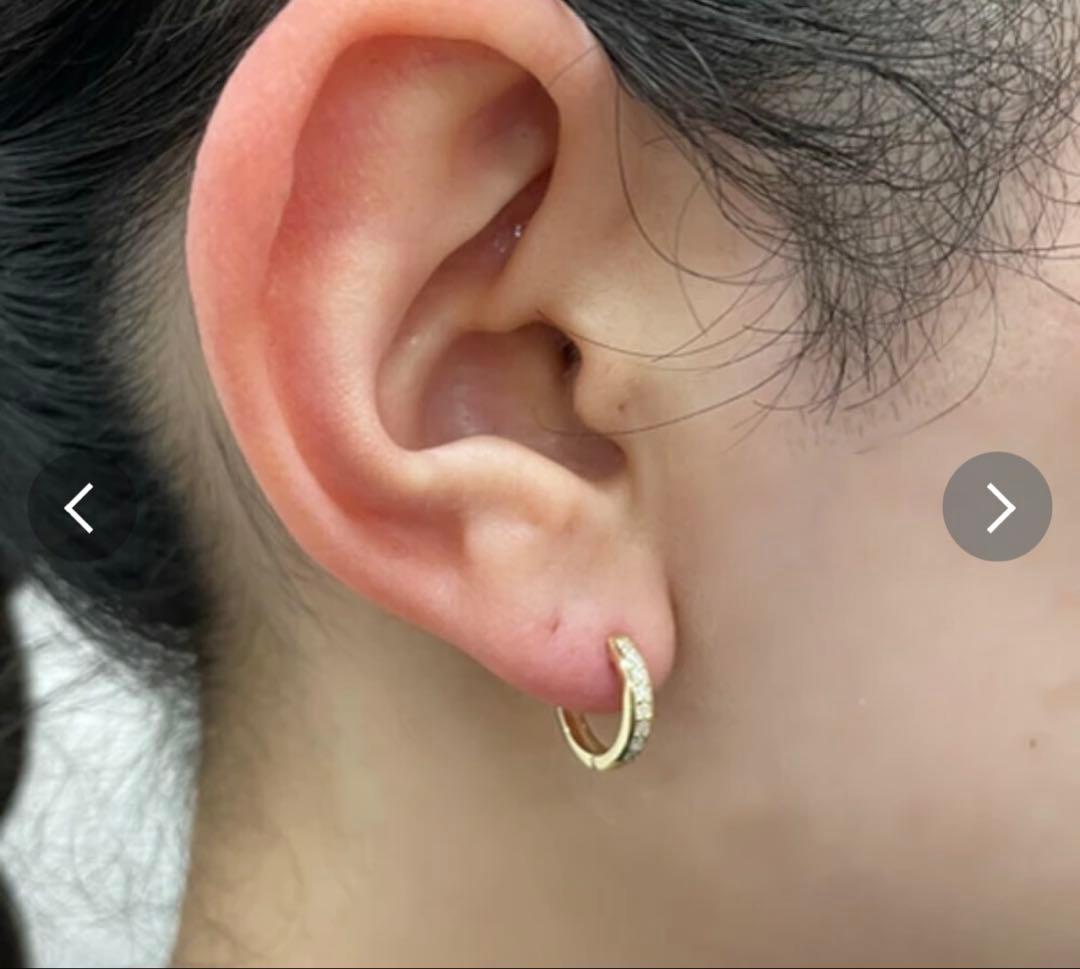 K10 10金　ダイヤモンドフープピアス