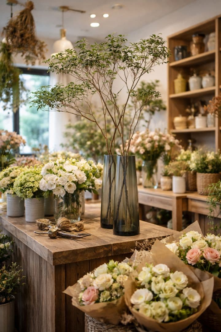 フラワーベース 込み アセビ 枝物 インテリア 装飾 生花 馬酔木 オシャレ 枝