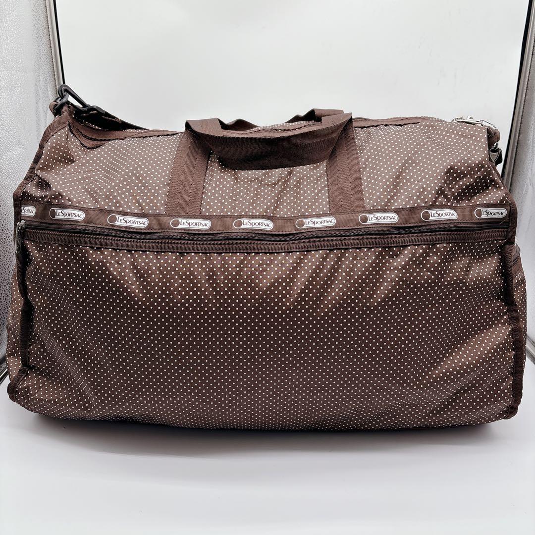 美品✨レスポートサック ボストンバッグ ドット柄　旅行バッグ 鍵付き ブラウン