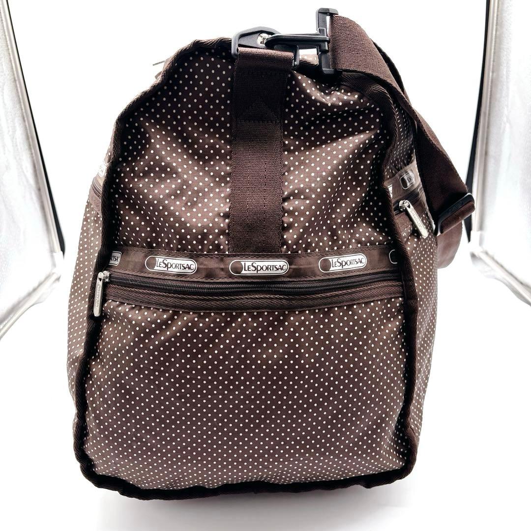 美品✨レスポートサック ボストンバッグ ドット柄　旅行バッグ 鍵付き ブラウン