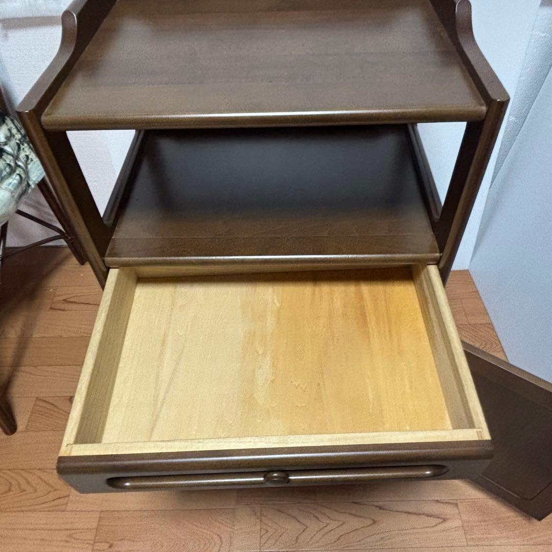 Karimoku カリモク 木製 電話台、FAX台　飾り棚 収納　レンジ台