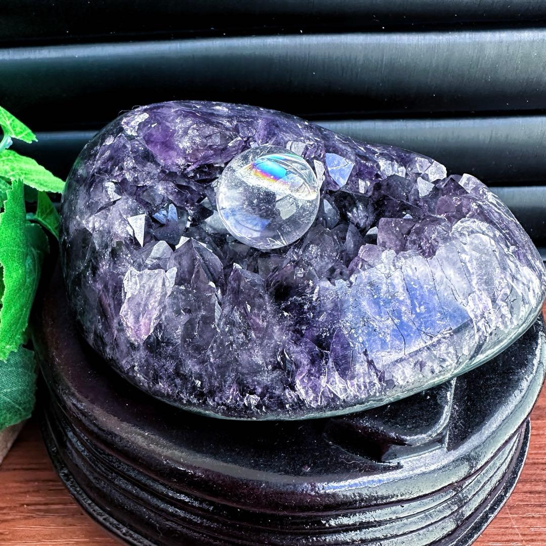 濃紫の煌めき☆瑪瑙☆&アメジストミニドーム&アイリスクォーツ浄化セットA1184